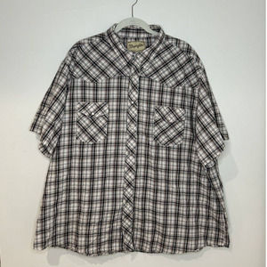 Wrangler Western Fashion Snap Shirt Brown Plaid Pearl Snap Short Sleeve 3XL